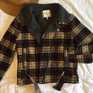 Plaid moto coat